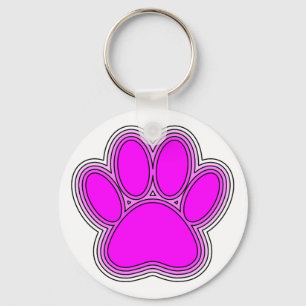 Dog Paw In Pink With Outlines Key Ring