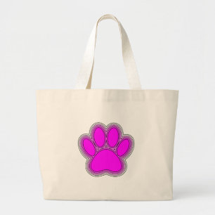 Dog Paw In Pink With Outlines Large Tote Bag