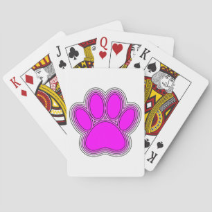 Dog Paw In Pink With Outlines Playing Cards