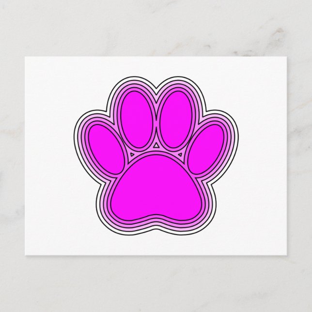 Dog Paw In Pink With Outlines Postcard (Front)