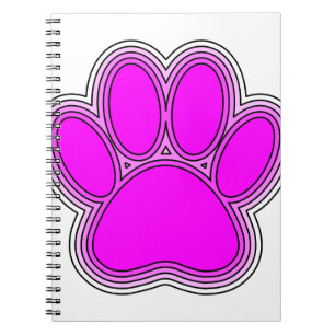 Dog Paw In Pink With Outlines Spiral Notebook