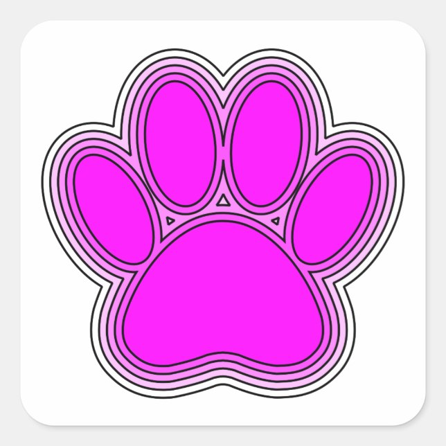 Dog Paw In Pink With Outlines Square Sticker (Front)