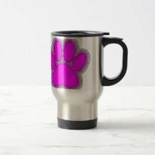 Dog Paw In Pink With Outlines Travel Mug