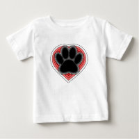 Dog Paw In Red Heart With Outlines