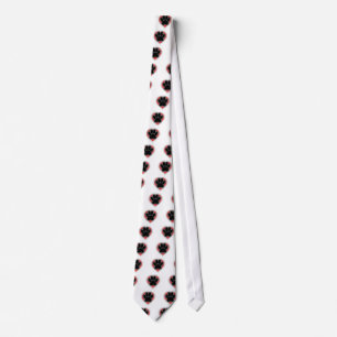 Dog Paw In Red Heart With Outlines Tie