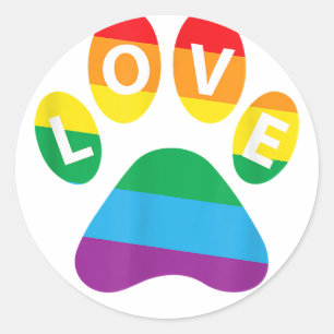 Dog Paw LGBT Supporter Gift Rainbow Paw Print LGBT Classic Round Sticker