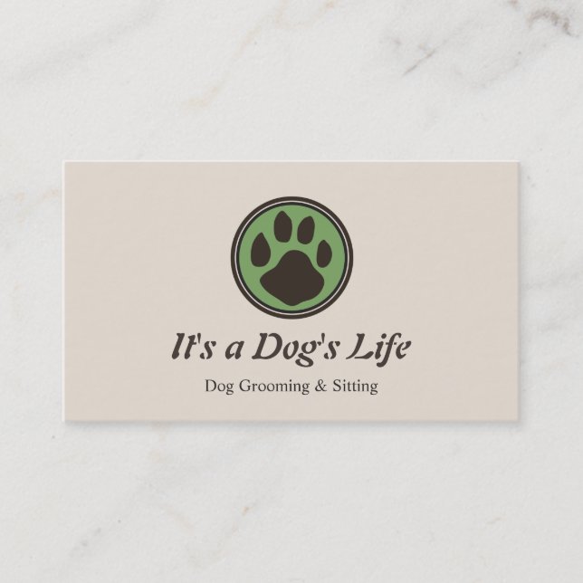 Dog Paw Logo Pet Sitting and Grooming Business Card (Front)