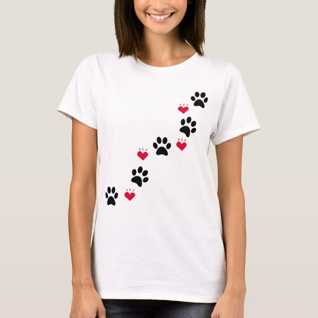 Dog Paw Love Heart T-Shirt (Front)