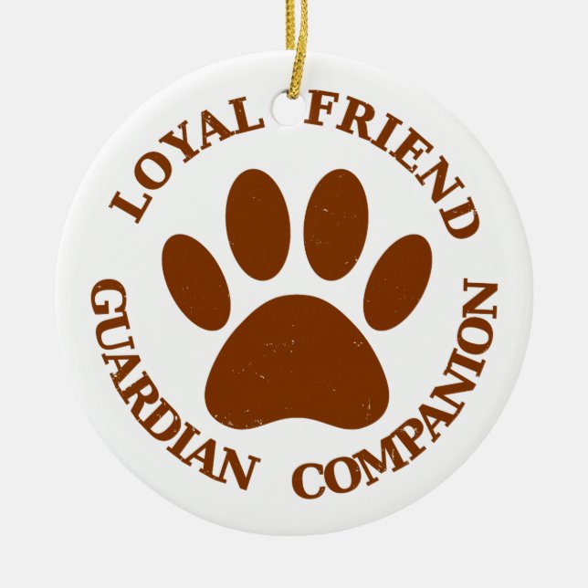 Dog Paw Loyal Friend Ceramic Tree Decoration (Front)