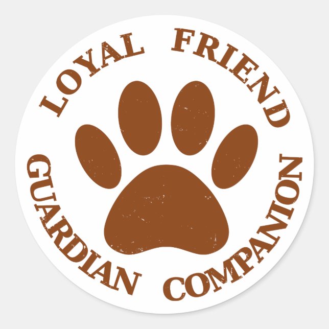 Dog Paw Loyal Friend Classic Round Sticker (Front)