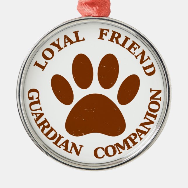 Dog Paw Loyal Friend Metal Tree Decoration (Front)