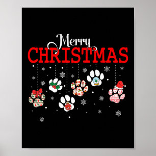 Dog Paw Merry Christmas Pajamas Puppy Dog Lover Ch Poster