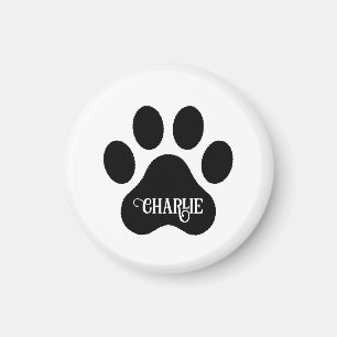 Dog Paw Name Silhouette Design Magnet