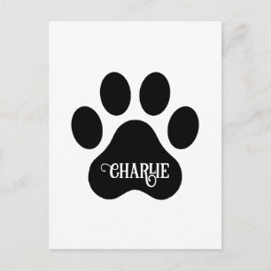 Dog Paw Name Silhouette Design Postcard