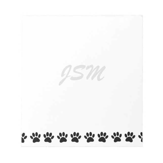 Dog Paw Pattern Custom Initials Notepad (Front)