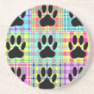 Dog Paw Pattern Quilt Coaster