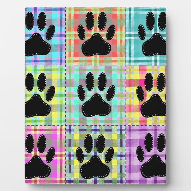 Dog Paw Pattern Quilt Plaque (Front)