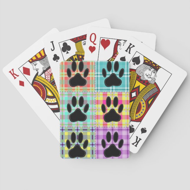 Dog Paw Pattern Quilt Playing Cards (Back)