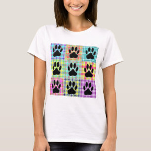 Dog Paw Pattern Quilt T-Shirt