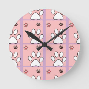 Dog Paw Pattern Round Clock