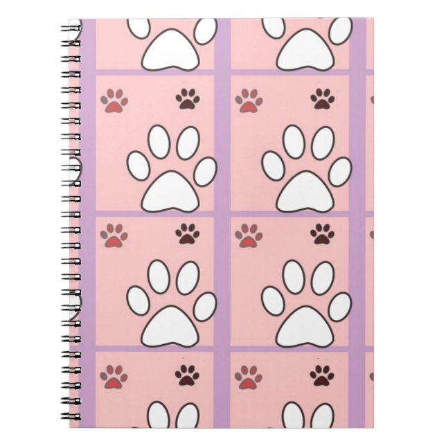 Dog Paw Pattern Spiral Notebook (Front)
