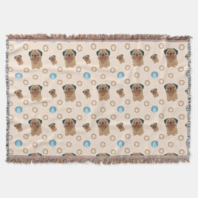 dog paw pattern throw blanket (Front)