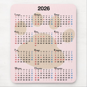 Dog Paw Print 2027Calendar Mouse Pad