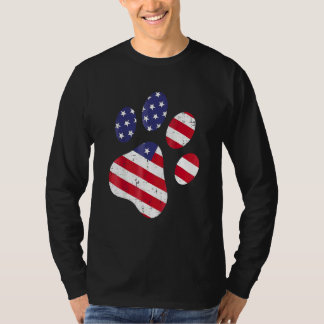 Dog Paw Print American Flag Usa Cute 4th Of July F T-Shirt