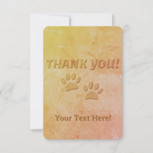 Dog Paw Print And Custom Text  Thank You Card