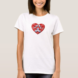 Dog Paw Print And Red Heart Drawing T-Shirt