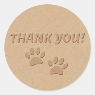 Dog Paw Print And Text  Thank You  Classic Round S Classic Round Sticker