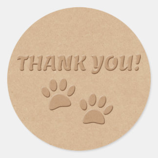 Dog Paw Print And Text Thank You Classic Round S Sticker