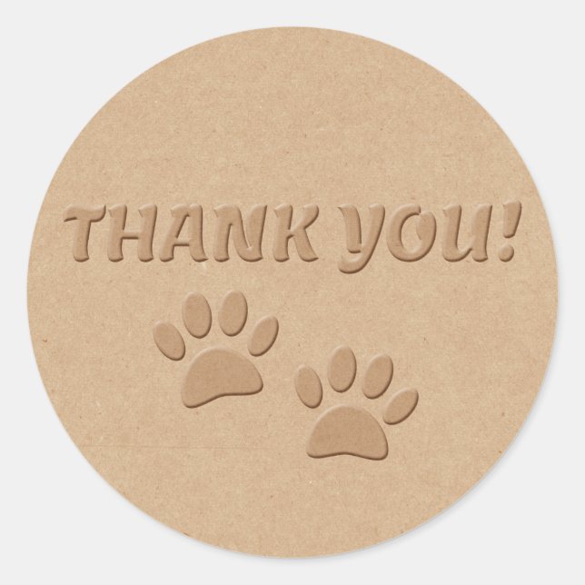 Dog Paw Print And Text  Thank You  Classic Round S Sticker (Front)