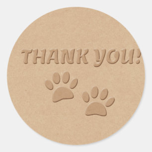 Dog Paw Print And Text Thank You Classic Round Sticker