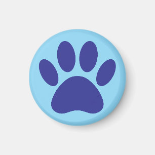 Dog Paw Print Art In Blue Magnet