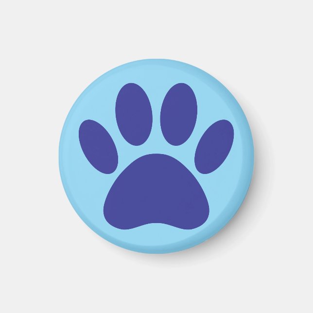 Dog Paw Print Art In Blue Magnet (Front)