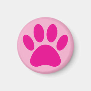 Dog Paw Print Art In Pink Magnet