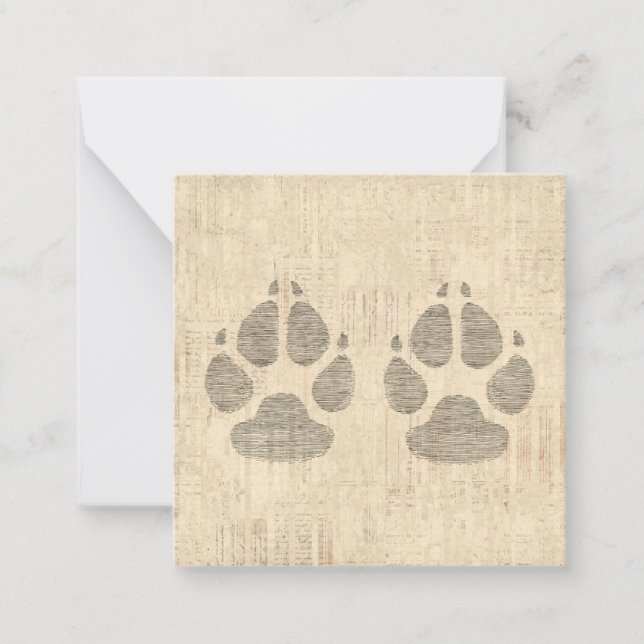 Dog Paw Print Art with Script Paper Background Card (Front)