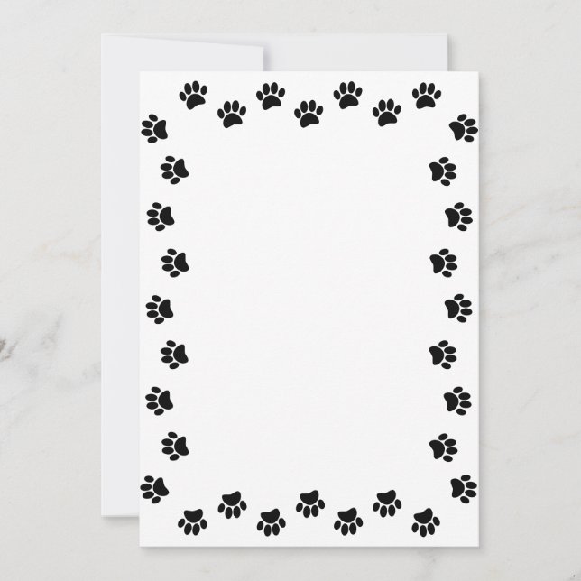 Dog Paw Print Black Custom Border Invitation (Front)