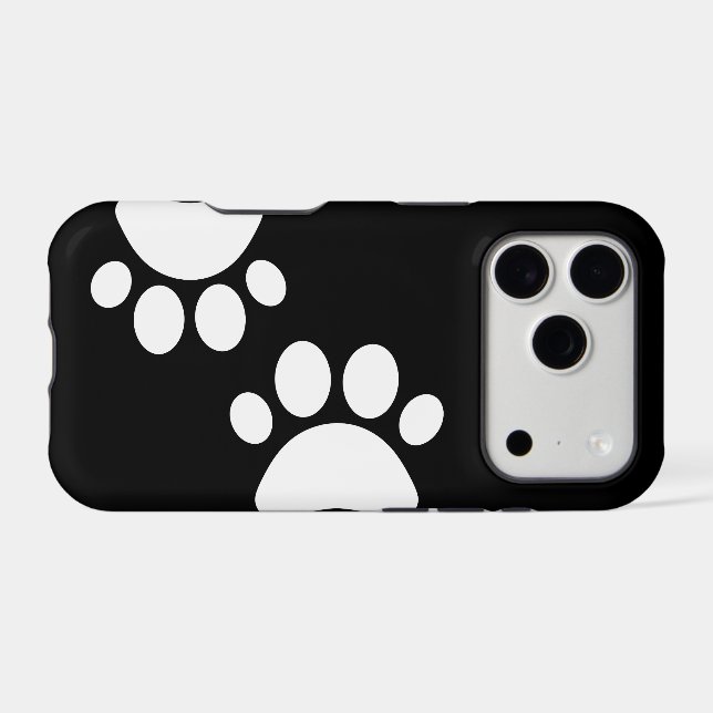 Dog Paw Print Black iPhone Case (Back Horizontal)
