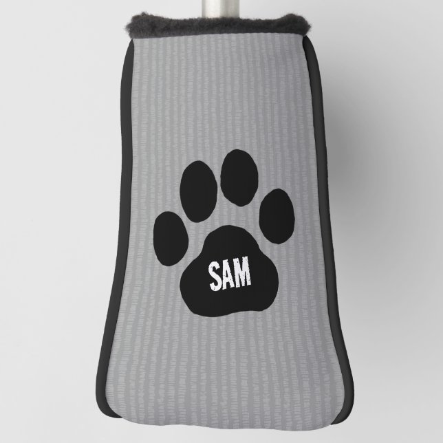 Dog Paw Print Custom Name Initials Golf Head Cover (Rotate 90)