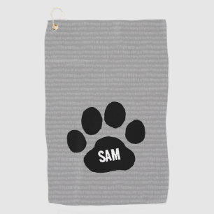 Dog Paw Print Custom Name Initials Golf Towel