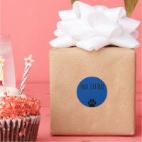 Dog Paw Print Custom Text Blue