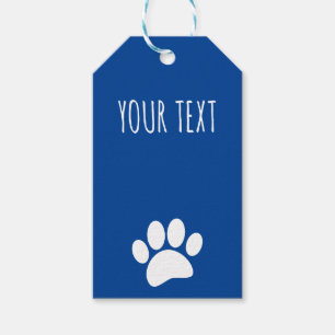 Dog Paw Print Custom Text Blue Gift Tags