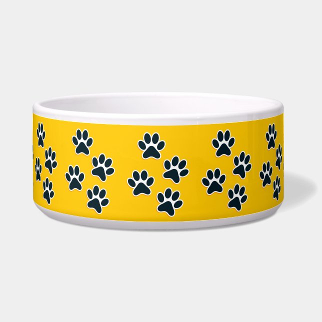 Dog Paw Print Design Large Pet Bowl (Front)