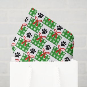 Dog Paw Print Gift Box Pattern Design Red Green Tissue Paper