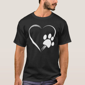 Dog Paw Print Heart T Shirt Gift for Mum Gift for 