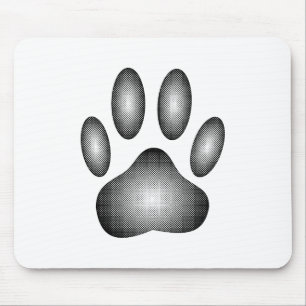 Dog Paw Print In Black and White Gradients Mouse Pad