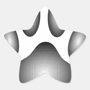 Dog Paw Print In Black and White Gradients Star Sticker