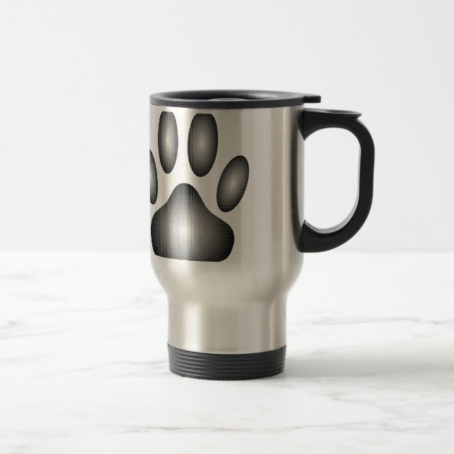 Dog Paw Print In Black and White Gradients Travel Mug (Right)